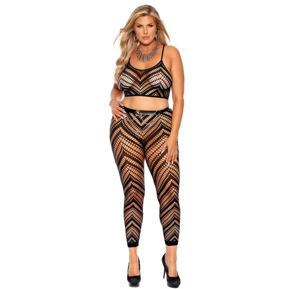 Zig Zag Crop Top and Leggings Set - Picture 7 of 9